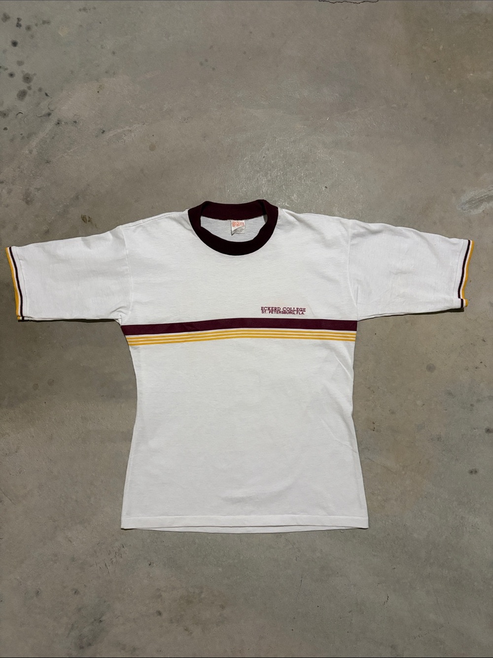 Vintage 70s Eckerd College St. Petersburg Florida Ringer Short Sleeve Shirt